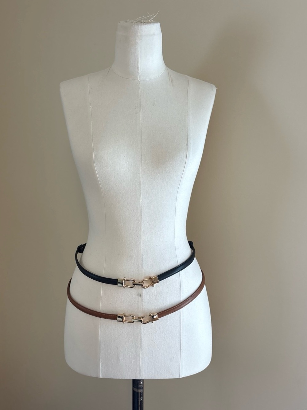 Skinny Belts with Buckle Detail - Black and Brown